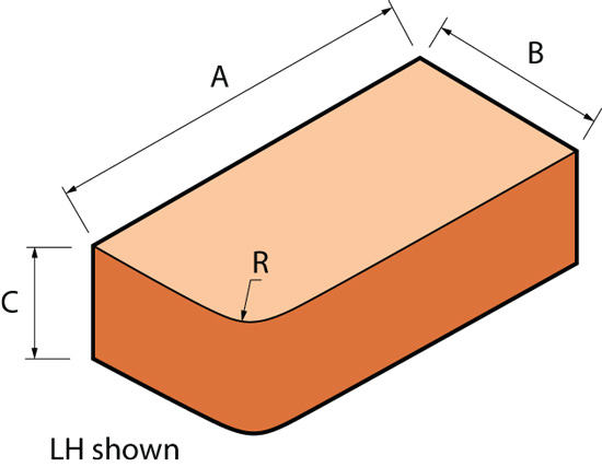 Special Shaped Bricks - BN.1 SINGLE BULLNOSE (LEFT OR RIGHT HAND)