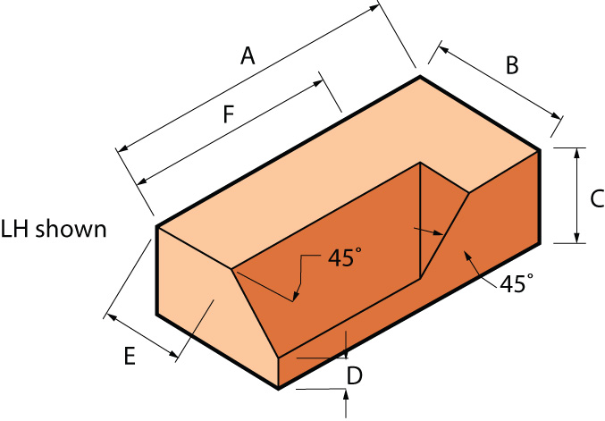 Special Shaped Bricks - PL.4 PLINTH INTERNAL RETURN (LONG) (LEFT OR RIGHT HAND)