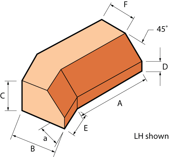 Special Shaped Bricks - PL.6 PLINTH INTERNAL ANGLE (LEFT OR RIGHT HAND)