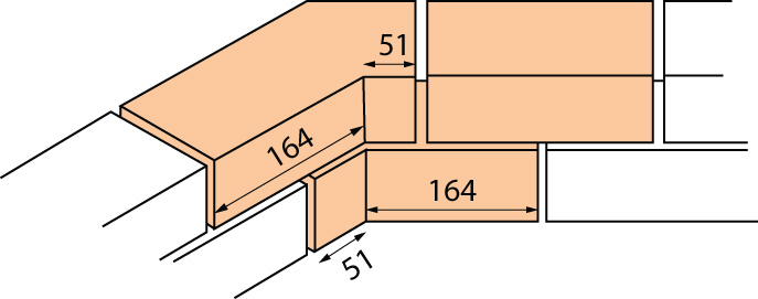 Special Shaped Bricks - E: Internal angle AN.3.1, AN.3.2, AN.3.3 Maintains half-bond without closer