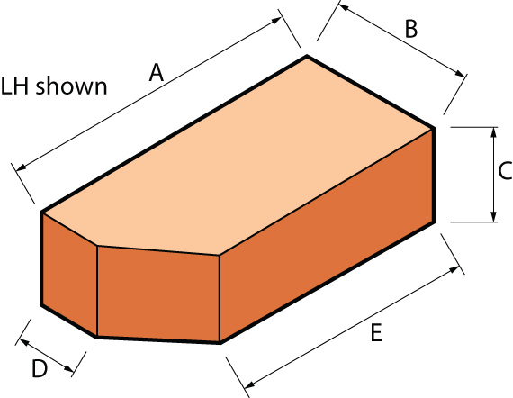 Special Shaped Bricks - AN.5 SINGLE CANT (LEFT OR RIGHT HAND)
