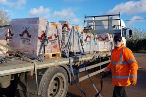 Apex BrickCutters staff preparing a lorry load of specially prepared bricks to go out to a client.