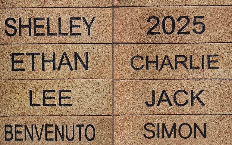 Examples of bricks with names custom engraved onto them
