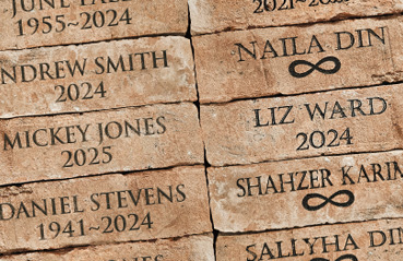 Apex brickCutters can supply commemoration bricks, custom engraved with the names of loved ones that have passed
