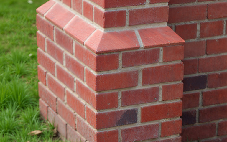 An example of specially shaped bricks, manufactured from standard bricks, using a cut and bonded method.